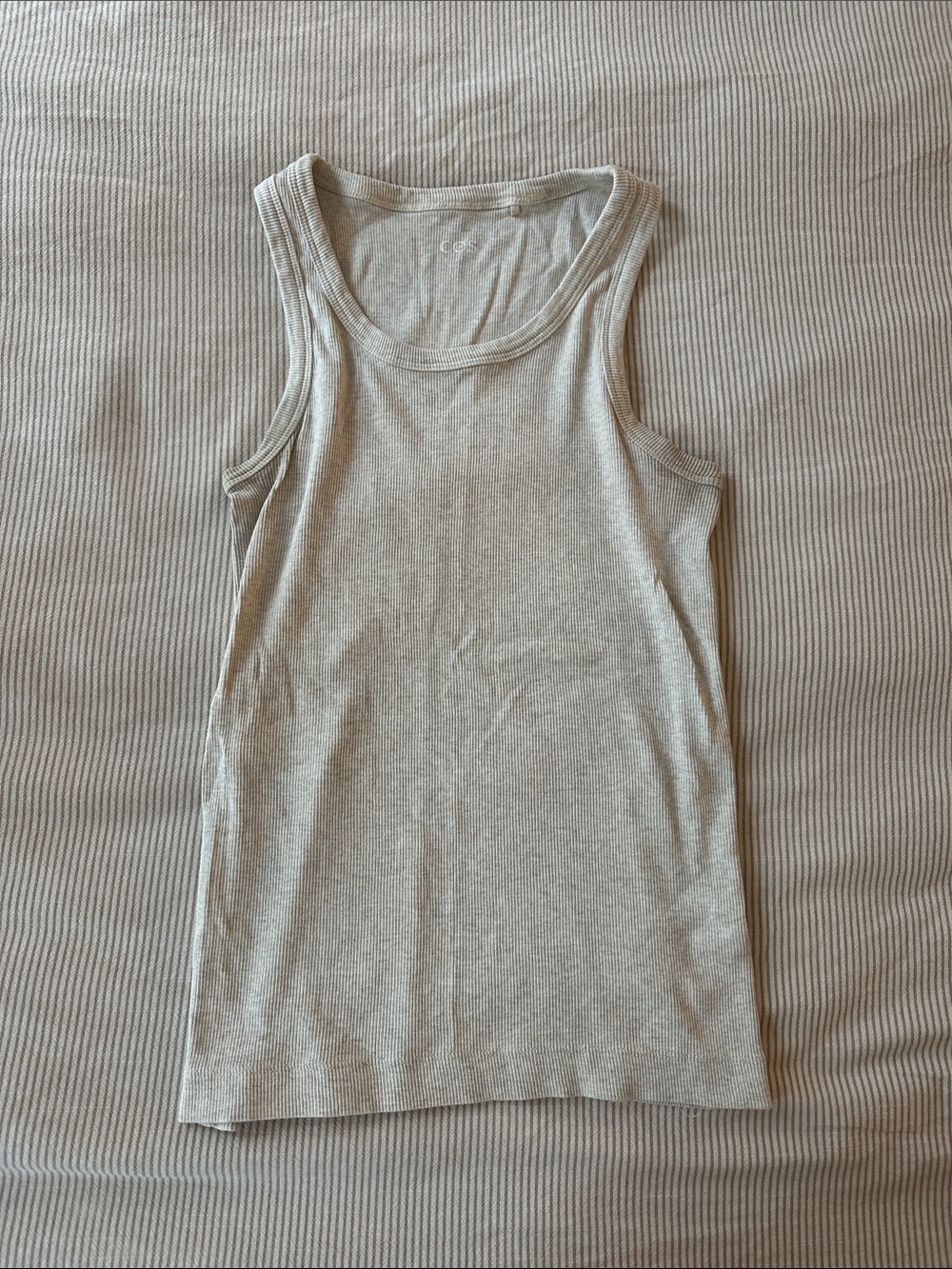 COS Ribbed Sleeveless Tank Top in Light Gray